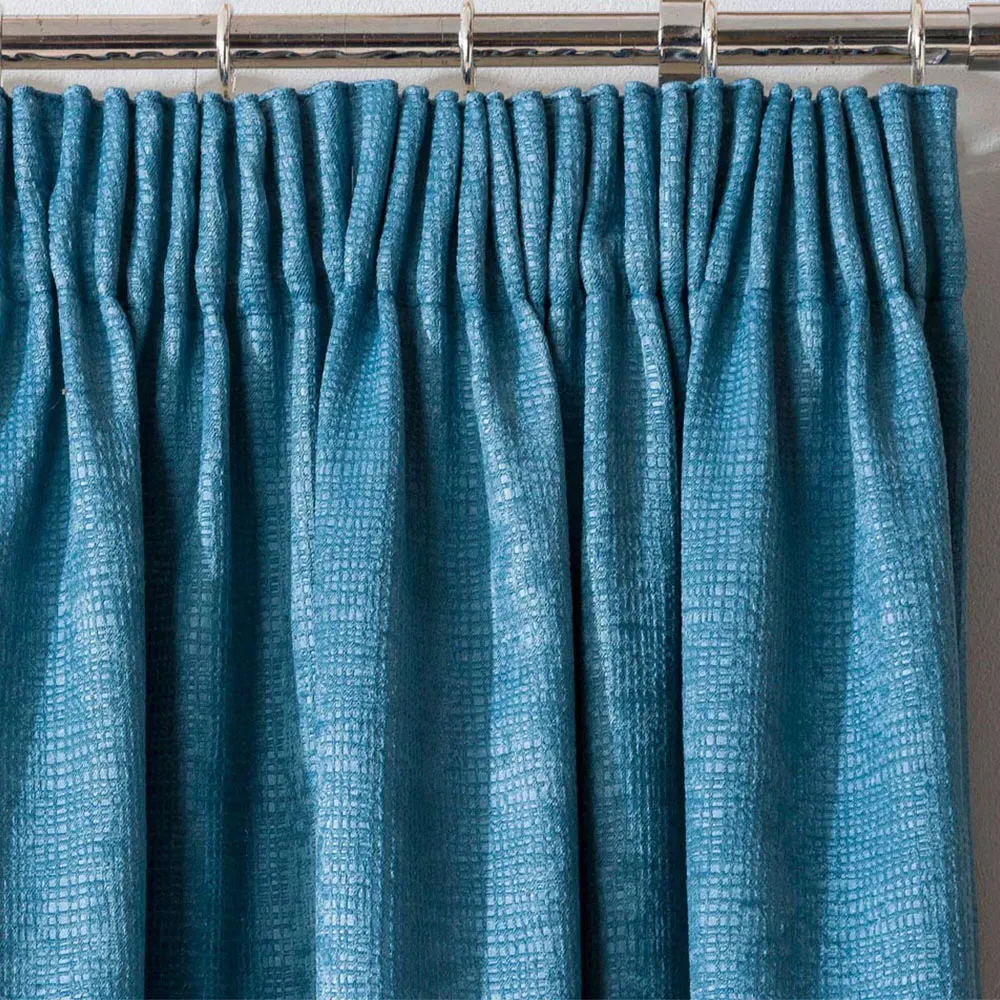 Matrix Thermal Pencil Pleat Curtains - Teal, Polyester