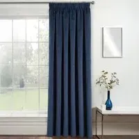 Oxford Thermal Blackout Pencil Pleat Door Curtain - Navy, Velvet