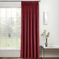 Oxford Thermal Blackout Pencil Pleat Door Curtain - Red, Velvet