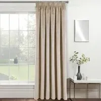 Oxford Thermal Blackout Pencil Pleat Velvet Door Curtain - Cream