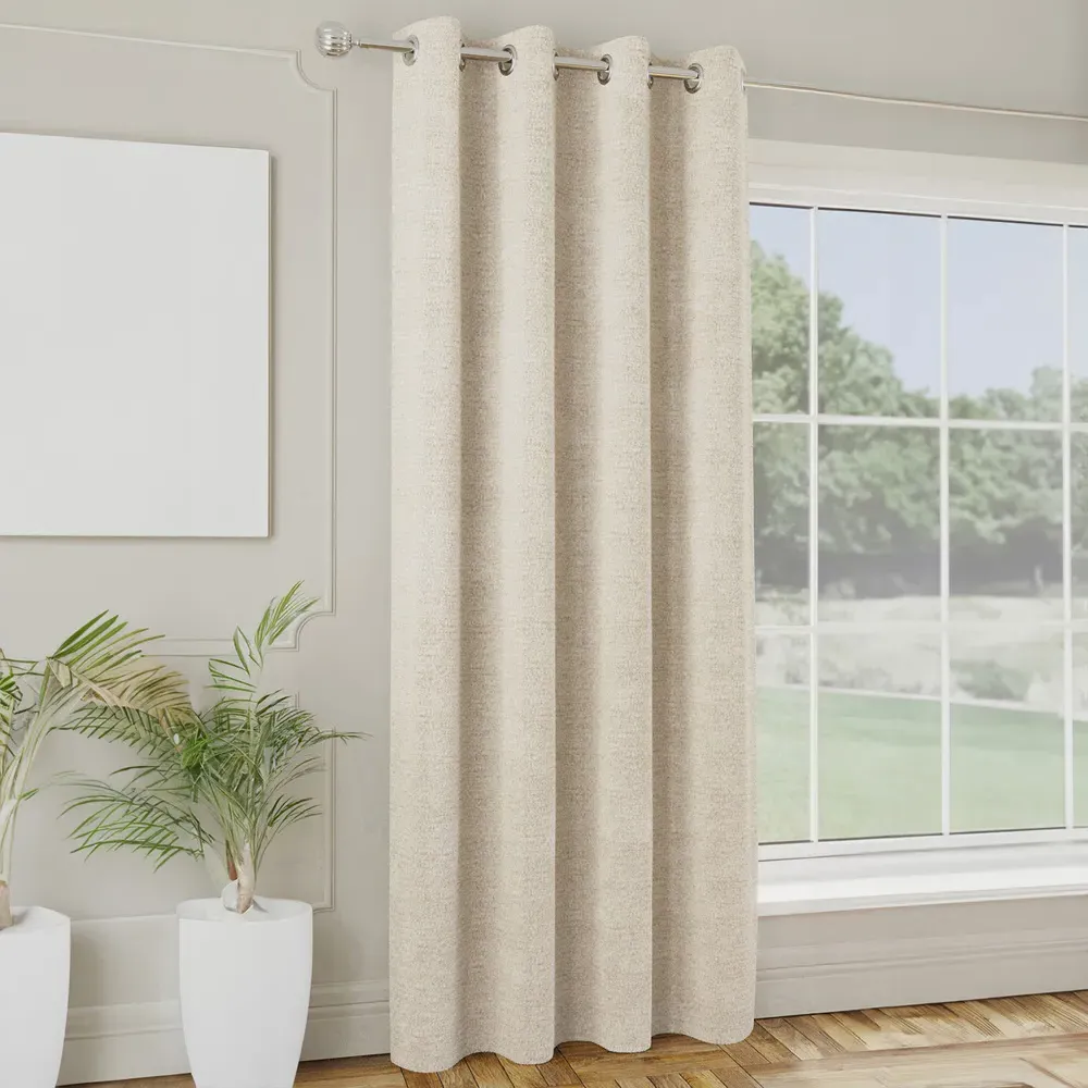 Royale Single Door Eyelet Curtain - Cream, Boucle image