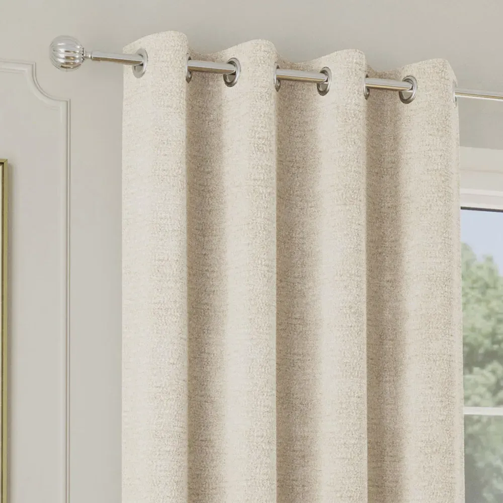 Royale Thermal Darkening Eyelet Curtains - Cream, Boucle