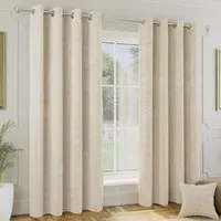 Royale Thermal Darkening Eyelet Curtains - Cream, Boucle