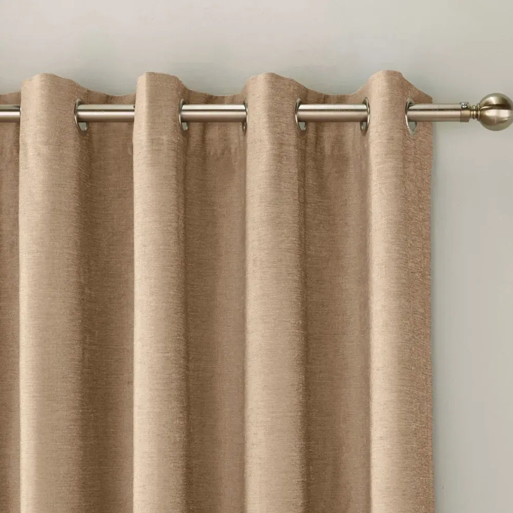 Savoy Thermal Blackout Eyelet Chenille Curtains - Sand