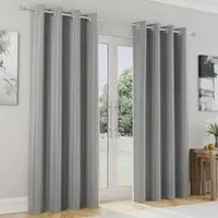 Supersoft Blackout Eyelet Thermal Curtains - Grey, Polyester