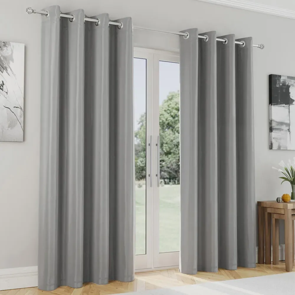Supersoft Blackout Eyelet Thermal Curtains - Grey, Polyester