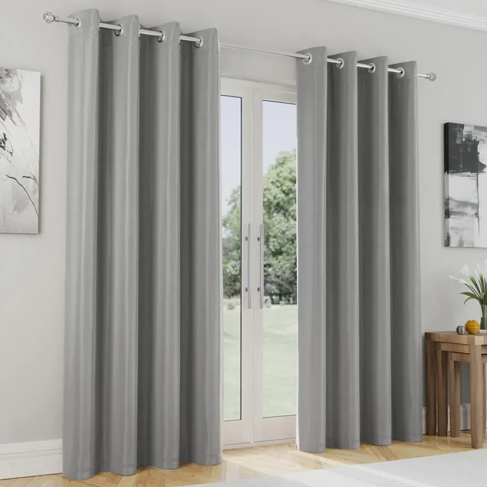 Supersoft Blackout Eyelet Thermal Curtains - Grey, Polyester
