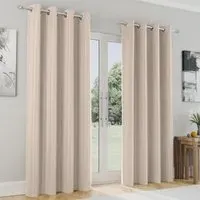 Supersoft Blackout Eyelet Thermal Curtains - Natural, Polyester