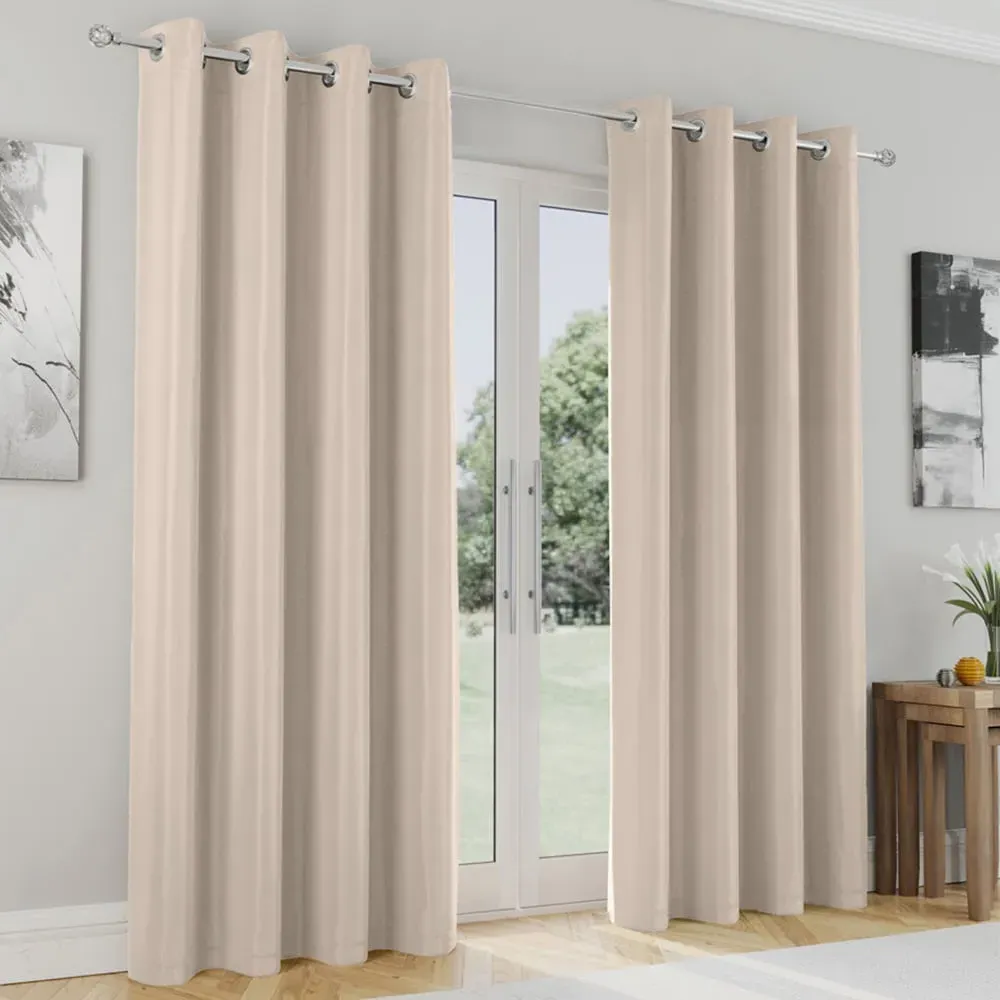 Supersoft Blackout Eyelet Thermal Curtains - Natural, Polyester