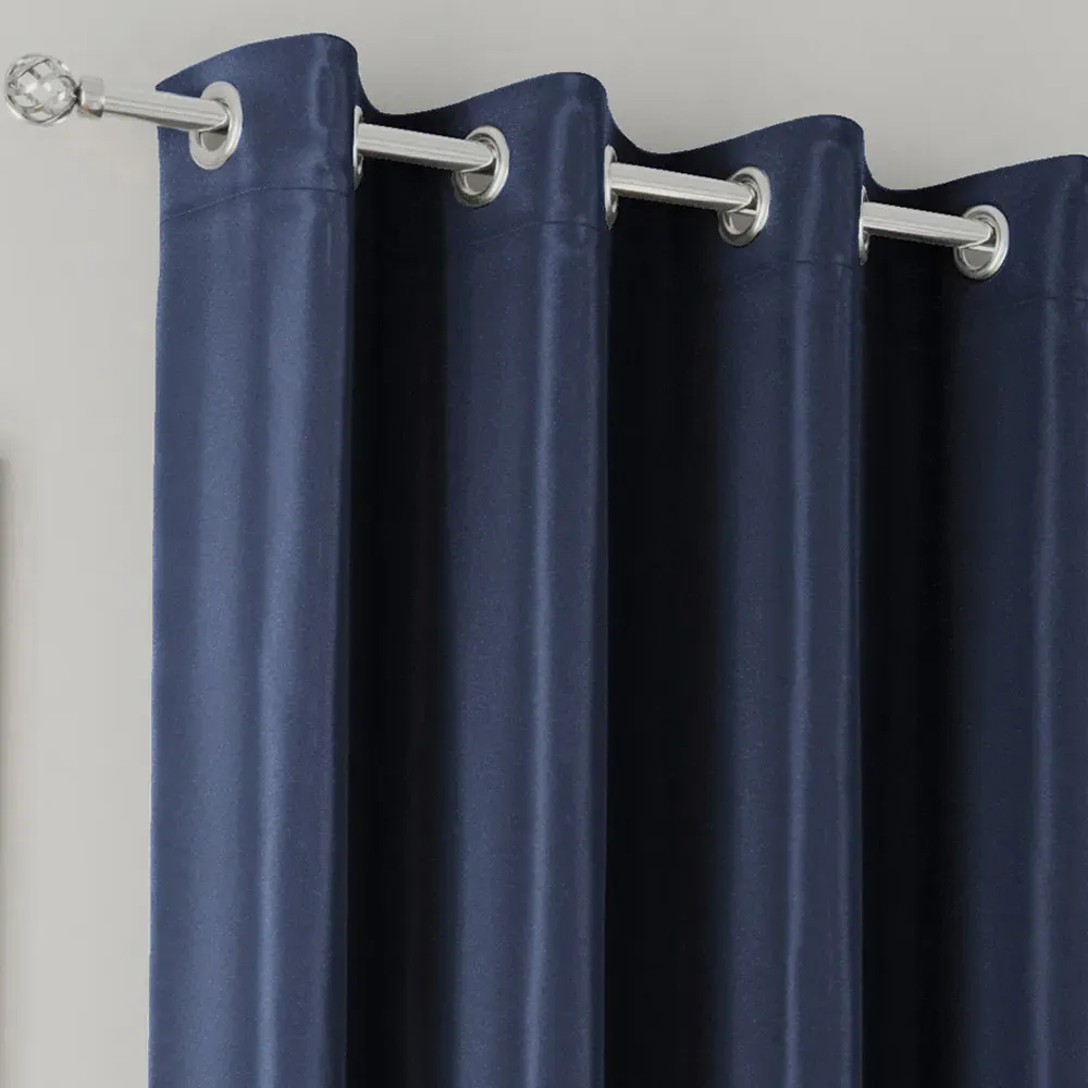 Supersoft Blackout Eyelet Thermal Curtains - Navy, Polyester