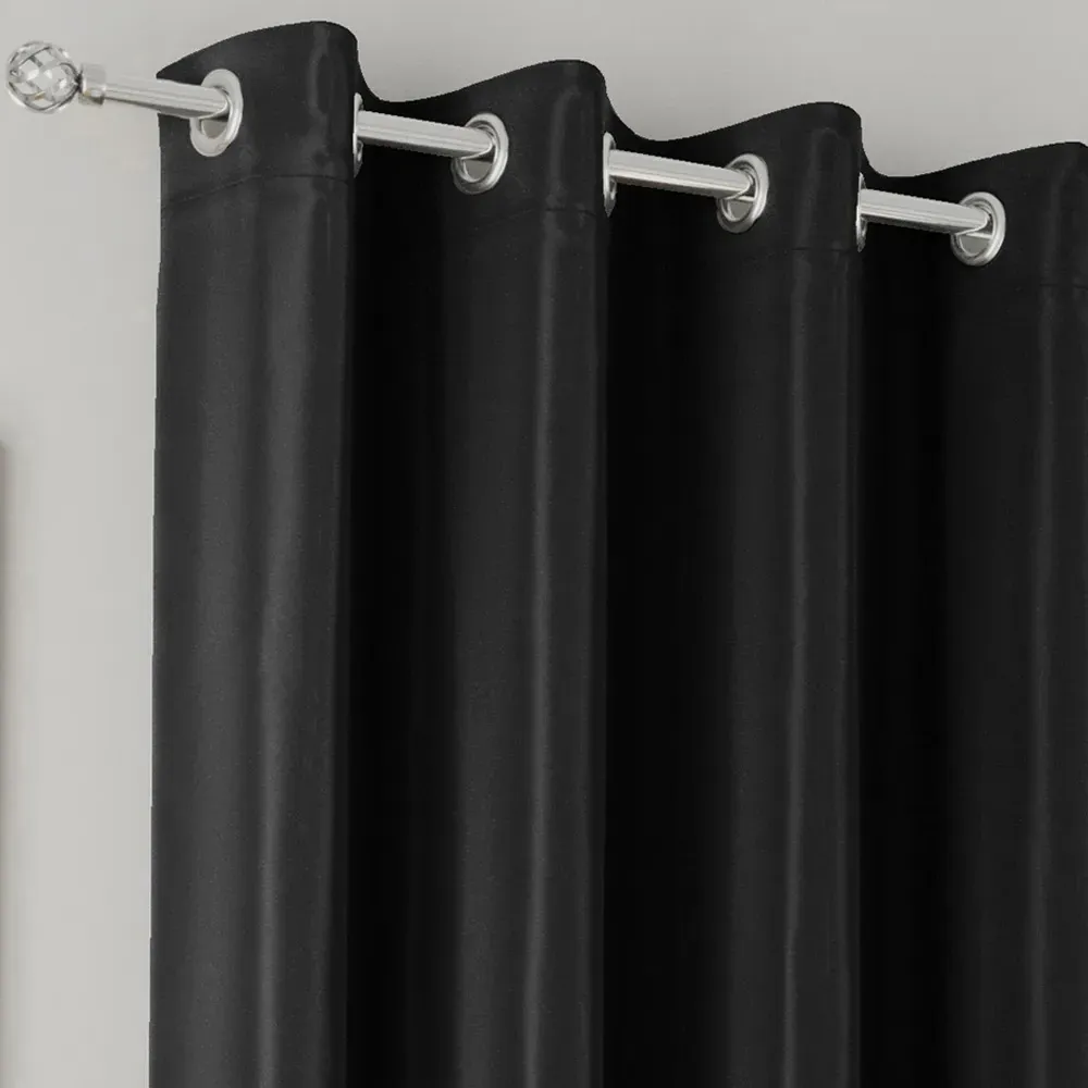 Supersoft Blackout Eyelet Thermal Door Curtain - Black