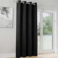 Supersoft Blackout Eyelet Thermal Door Curtain - Black