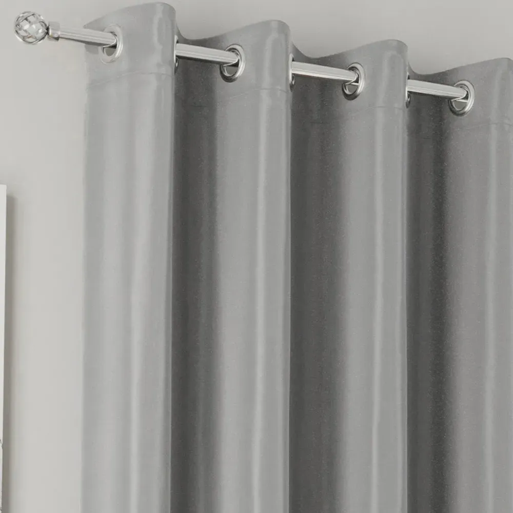 Supersoft Blackout Eyelet Thermal Door Curtain - Grey