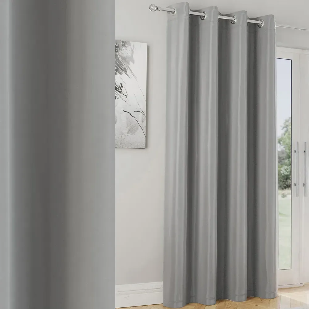 Supersoft Blackout Eyelet Thermal Door Curtain - Grey