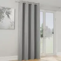 Supersoft Blackout Eyelet Thermal Door Curtain - Grey