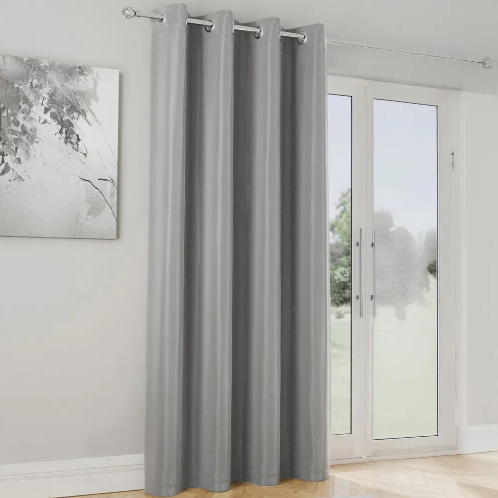 Supersoft Blackout Eyelet Thermal Door Curtain - Grey