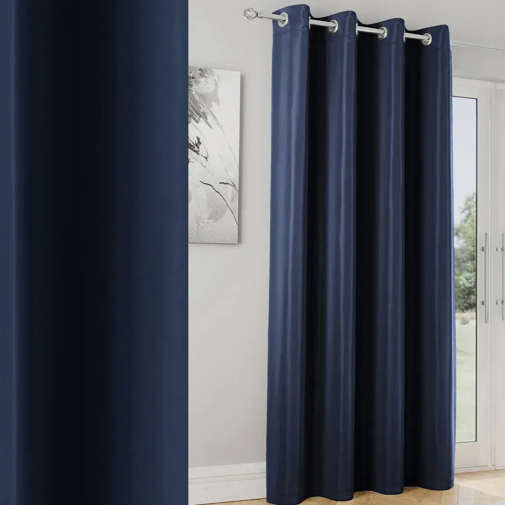 Supersoft Blackout Eyelet Thermal Door Curtain - Navy