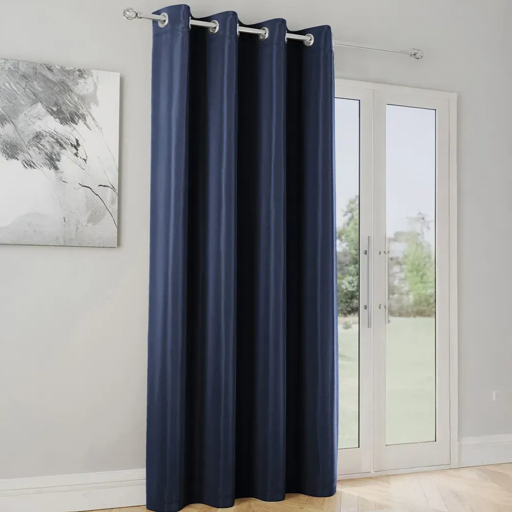 Supersoft Blackout Eyelet Thermal Door Curtain - Navy image
