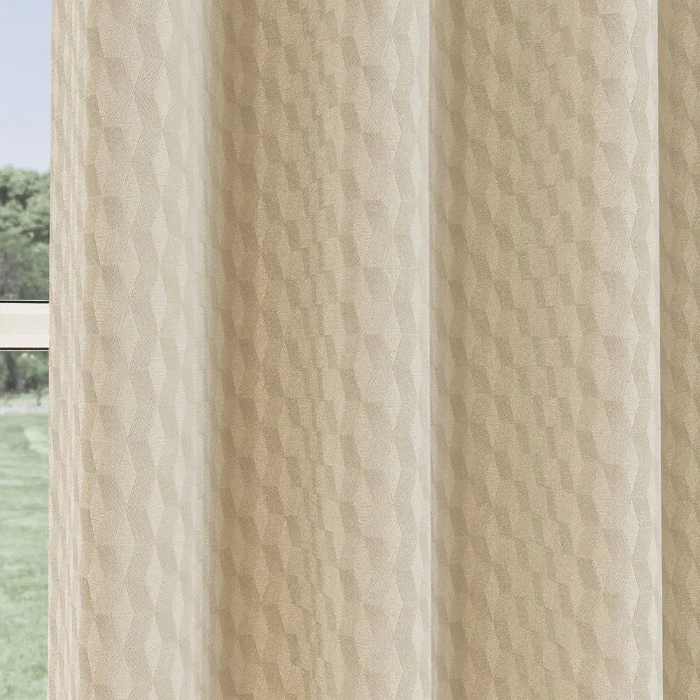 Tokyo Embossed Thermal Darkening Eyelet Curtains - Cream, Velvet