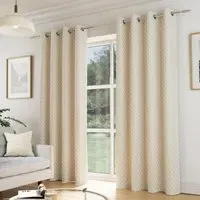 Tokyo Embossed Thermal Darkening Eyelet Curtains - Cream, Velvet