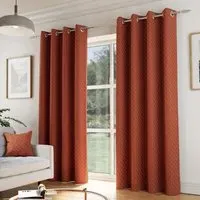 Tokyo Embossed Thermal Darkening Eyelet Curtains - Orange, Velvet