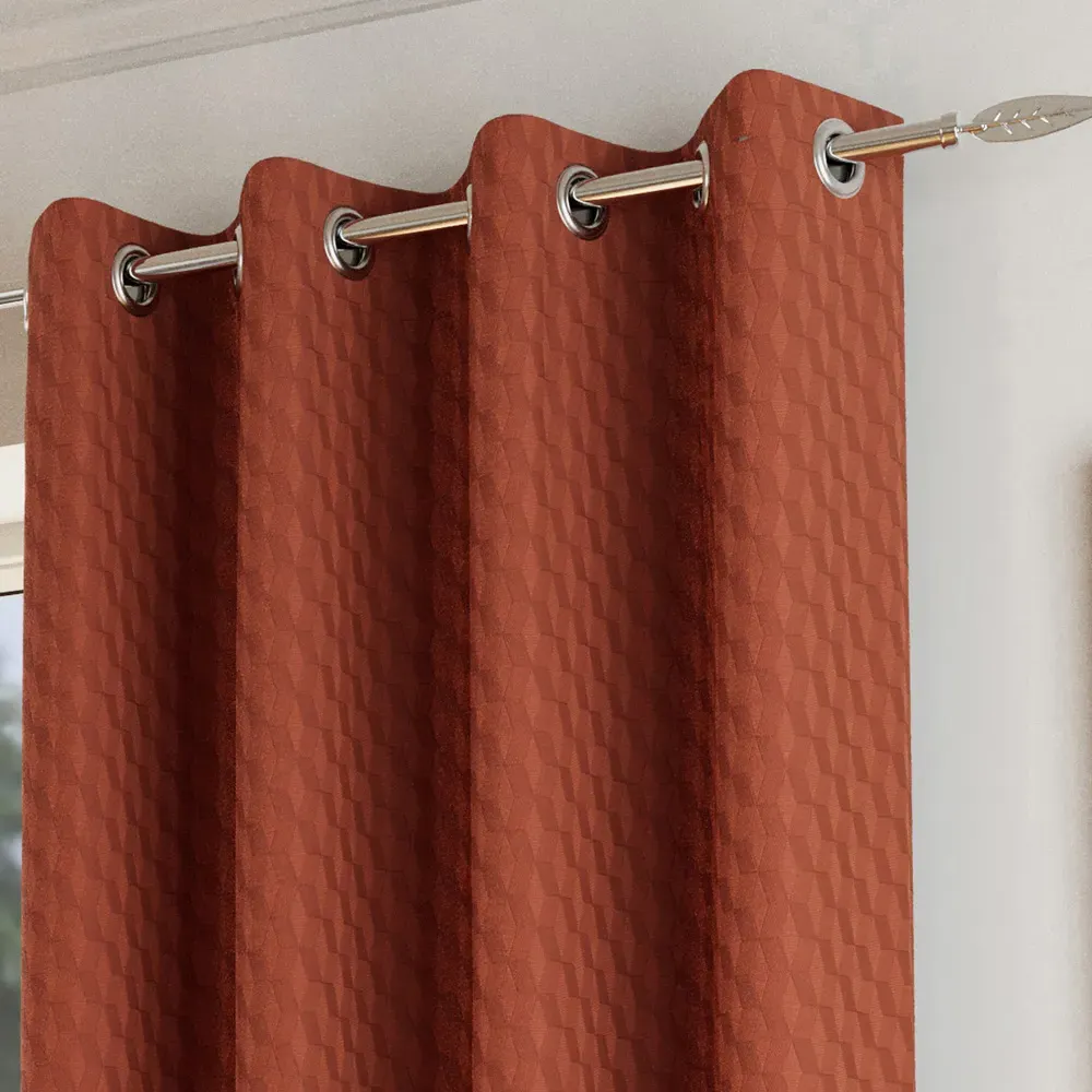 Tokyo Eyelet Curtains Room Darkening - Orange, Velvet