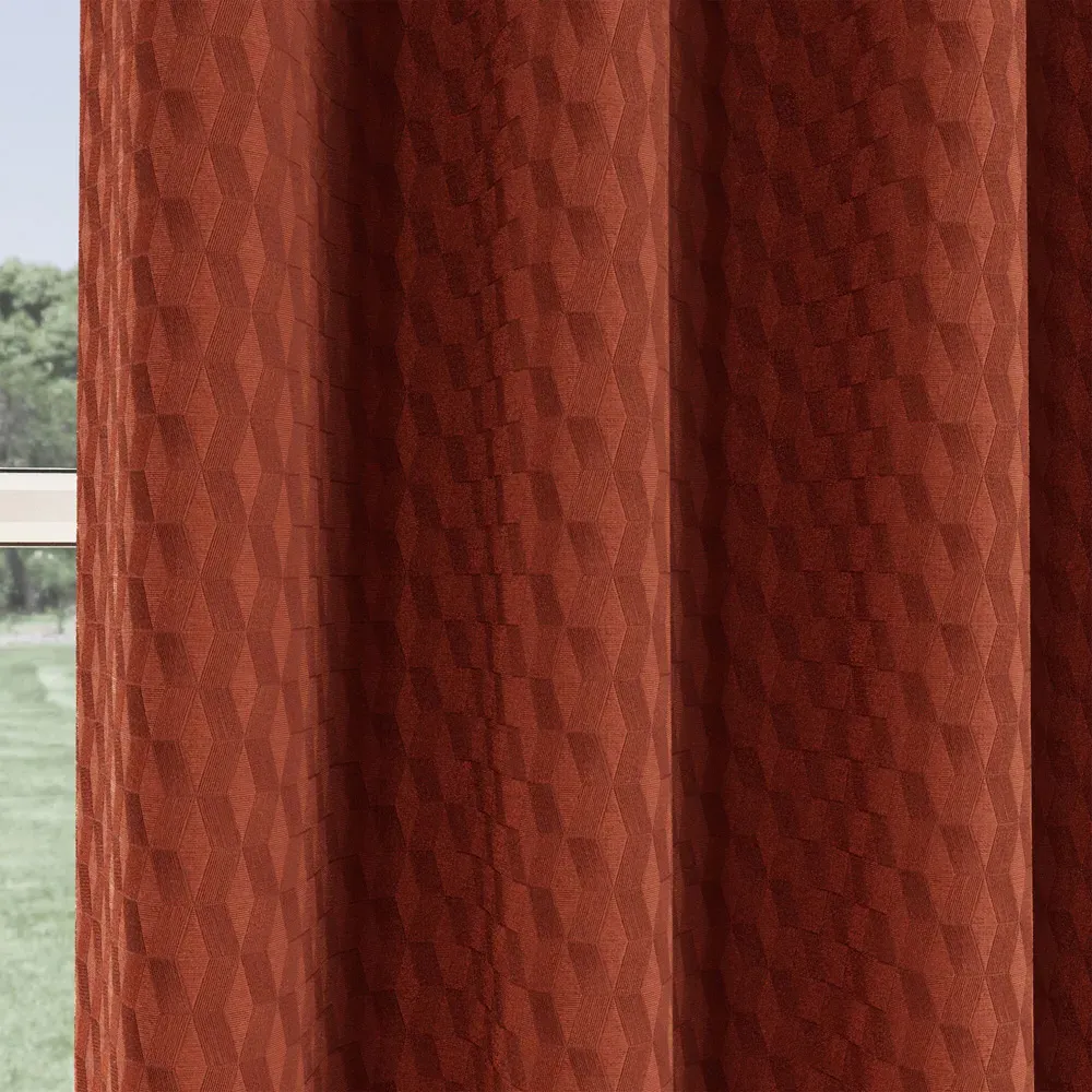 Tokyo Eyelet Curtains Room Darkening - Orange, Velvet