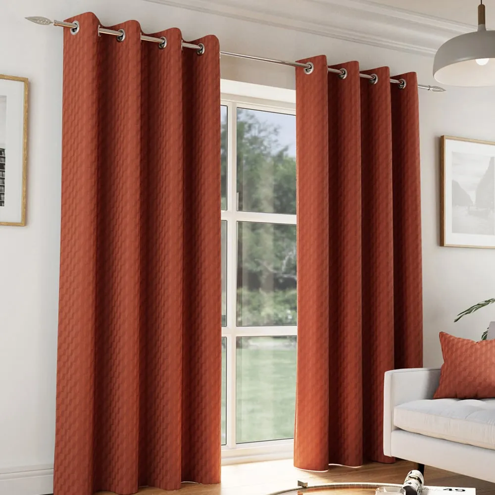 Tokyo Eyelet Curtains Room Darkening - Orange, Velvet image
