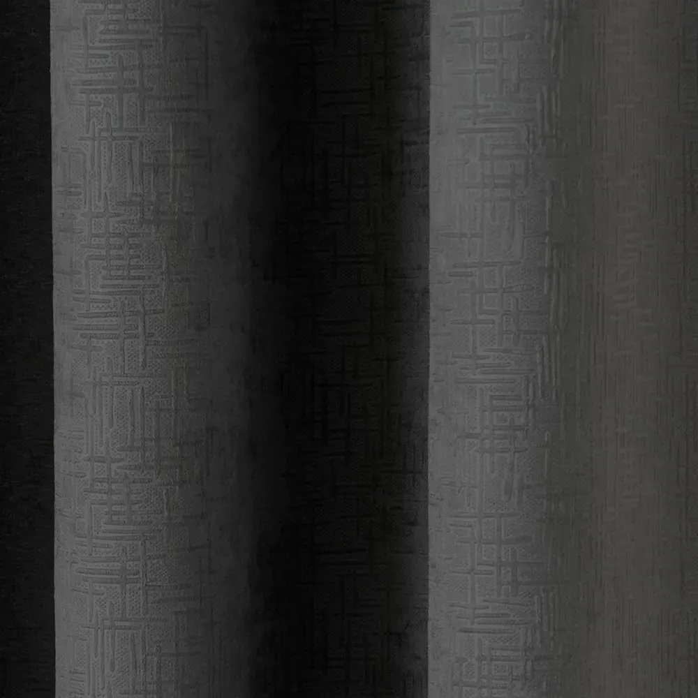 Vogue Thermal Blackout Eyelet Curtains - Black, Polyester