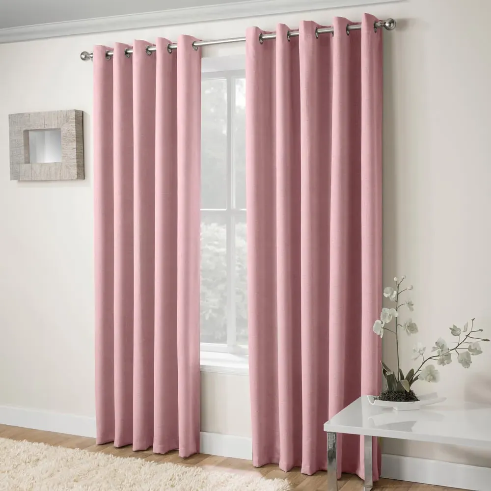 Vogue Thermal Blackout Eyelet Curtains - Blush, Polyester image