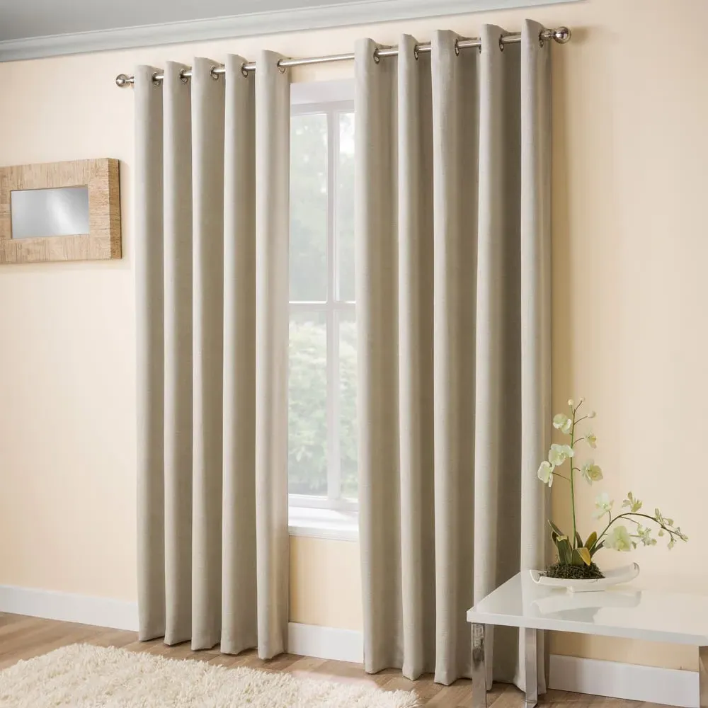 Vogue Thermal Blackout Eyelet Curtains - Cream, Polyester