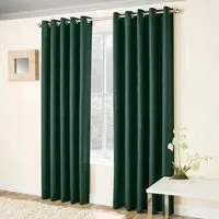 Vogue Thermal Blackout Eyelet Curtains - Green, Polyester