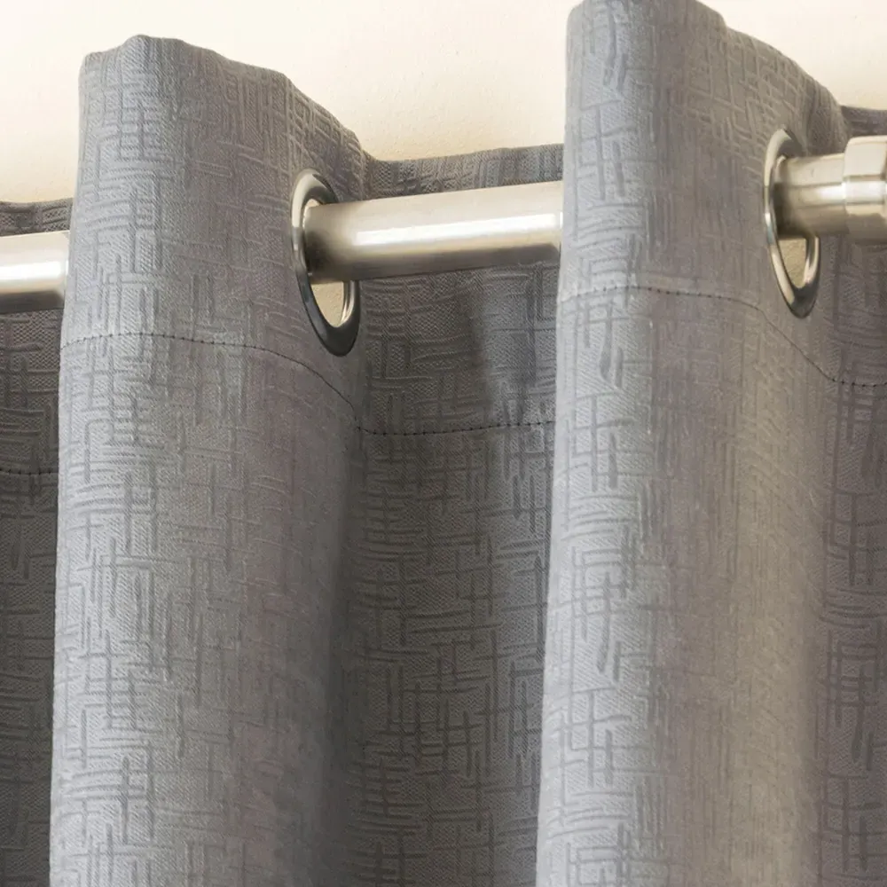 Vogue Thermal Blackout Eyelet Curtains - Grey, Polyester