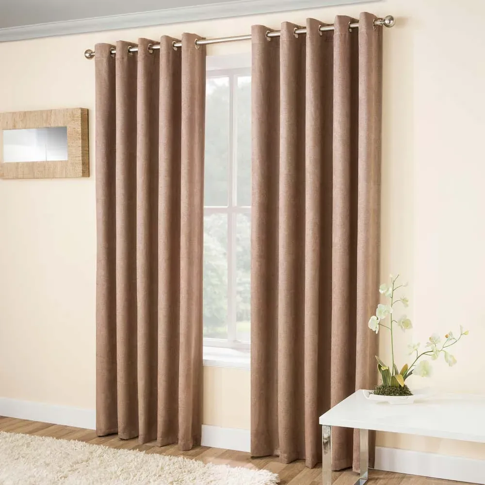 Vogue Thermal Blackout Eyelet Curtains - Latte, Polyester