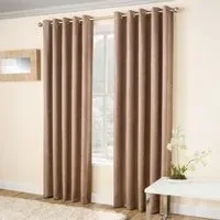 Vogue Thermal Blackout Eyelet Curtains - Latte, Polyester