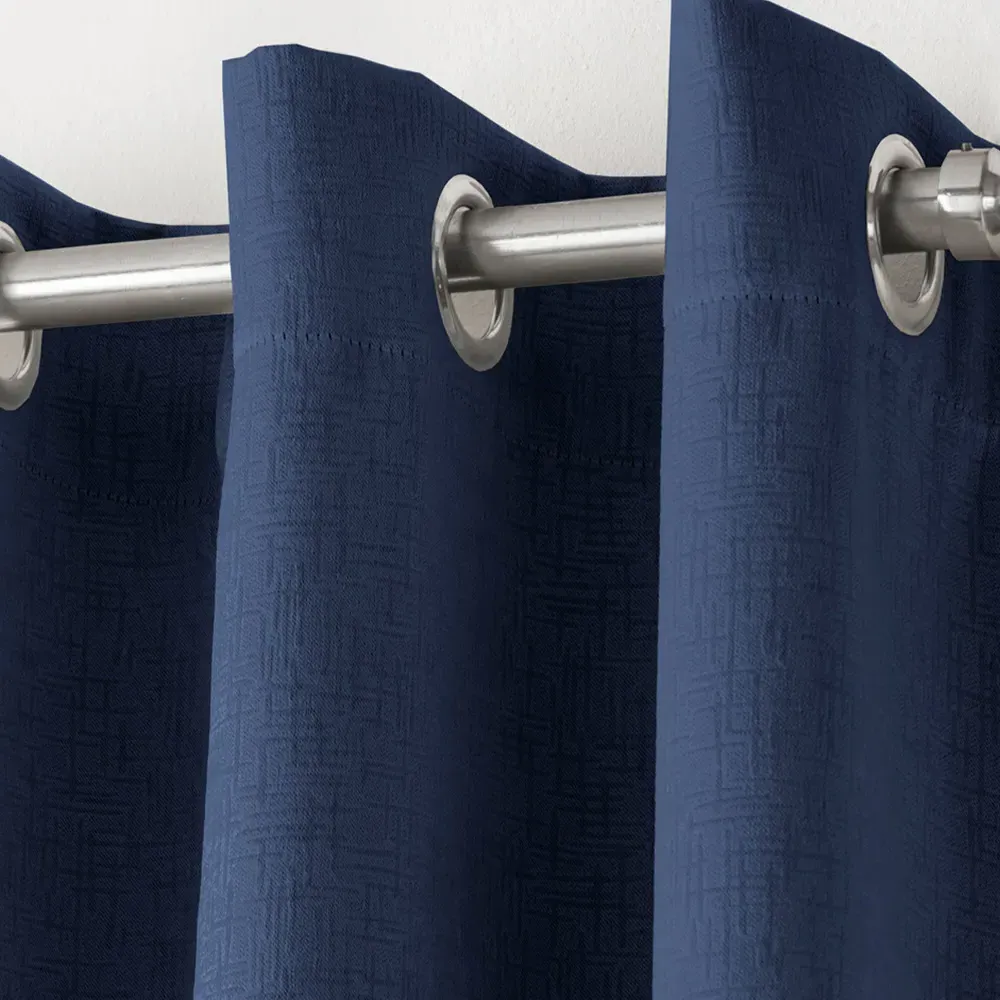 Vogue Thermal Blackout Eyelet Curtains - Navy, Polyester
