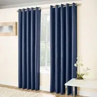 Vogue Thermal Blackout Eyelet Curtains - Navy, Polyester