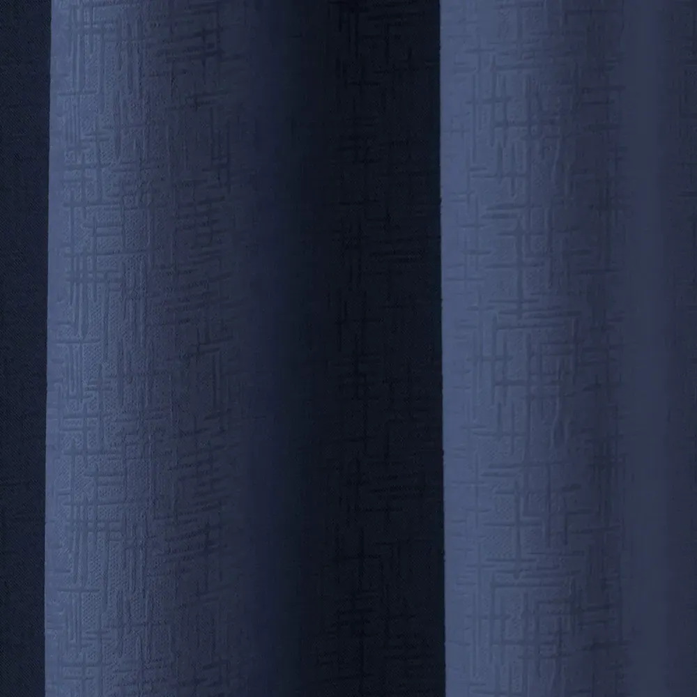 Vogue Thermal Blackout Eyelet Curtains - Navy, Polyester