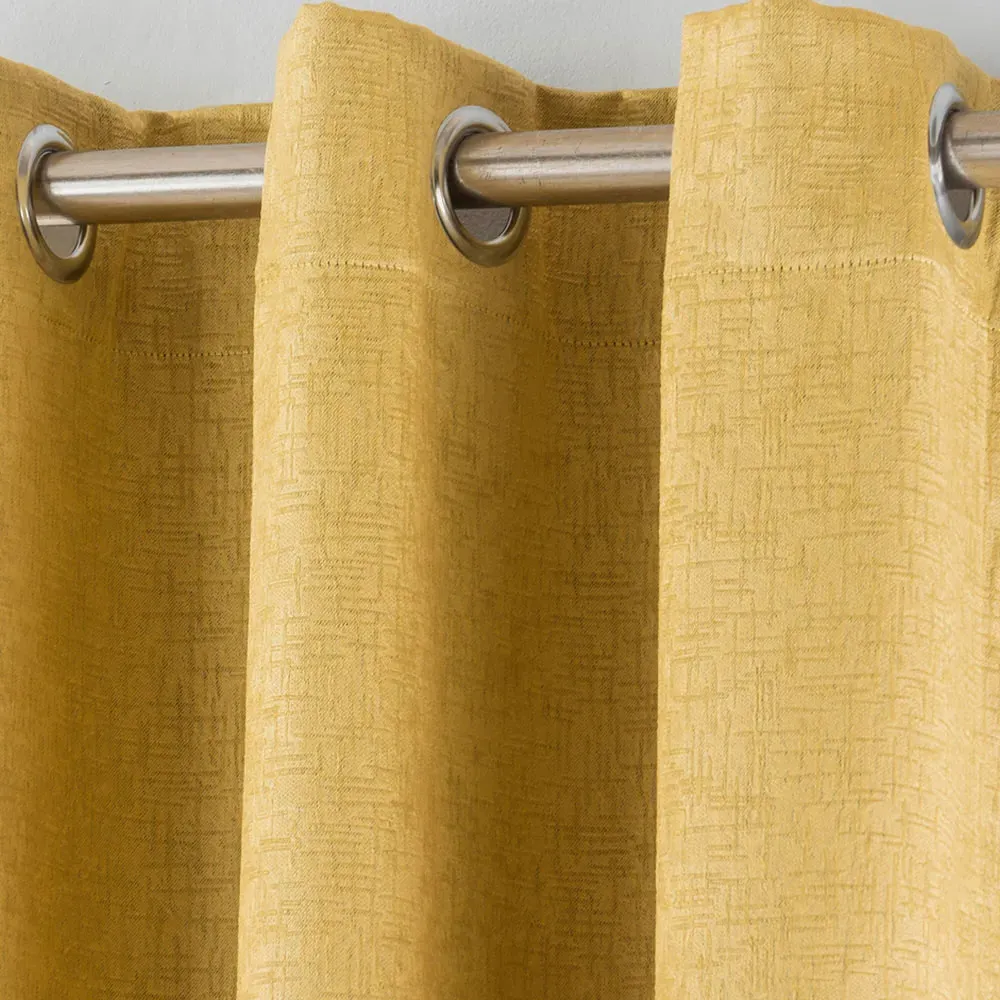 Vogue Thermal Blackout Eyelet Curtains - Yellow, Polyester