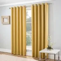 Vogue Thermal Blackout Eyelet Curtains - Yellow, Polyester