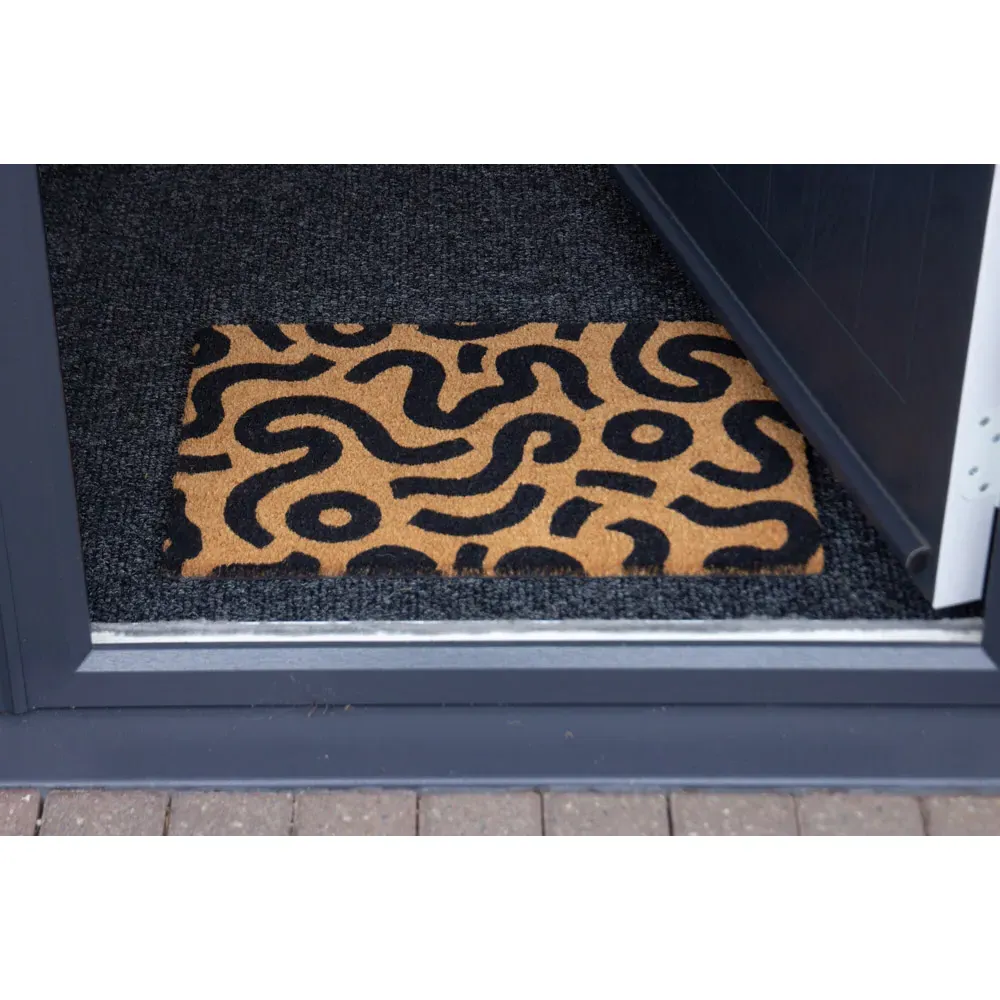 Astley Abstract Door Mat - Brown, Coir
