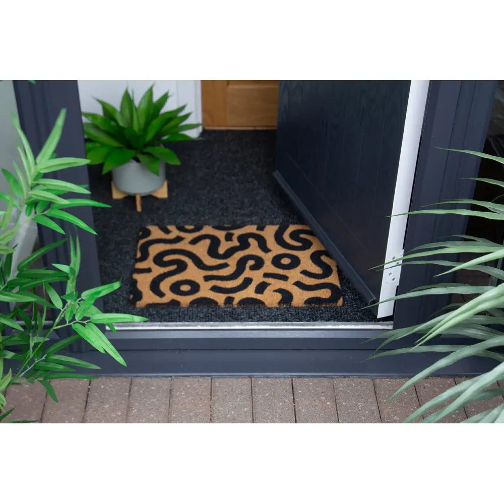 Astley Abstract Door Mat - Brown, Coir