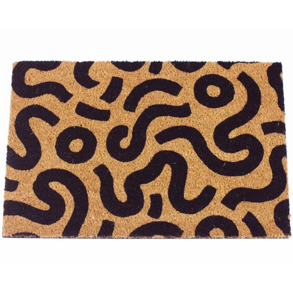 Astley Abstract Door Mat - Brown, Coir image
