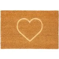 Astley Heart Embossed Door Mat - Brown, Coir