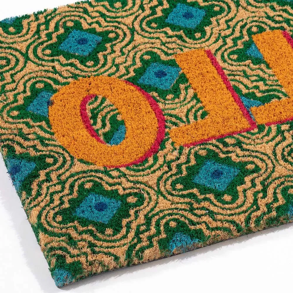 Astley Hello Door Mat - Multi, Coir
