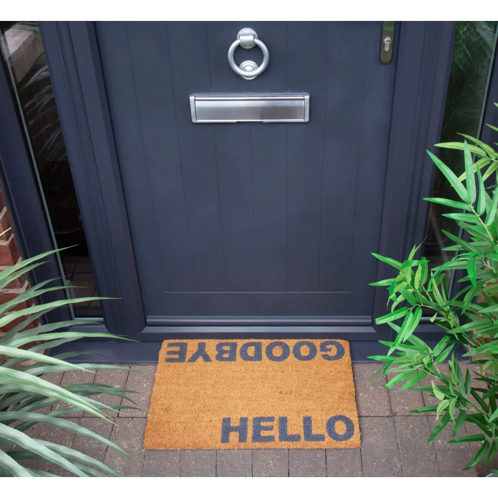 Astley Hello Goodbye Door Mat - Brown, Coir