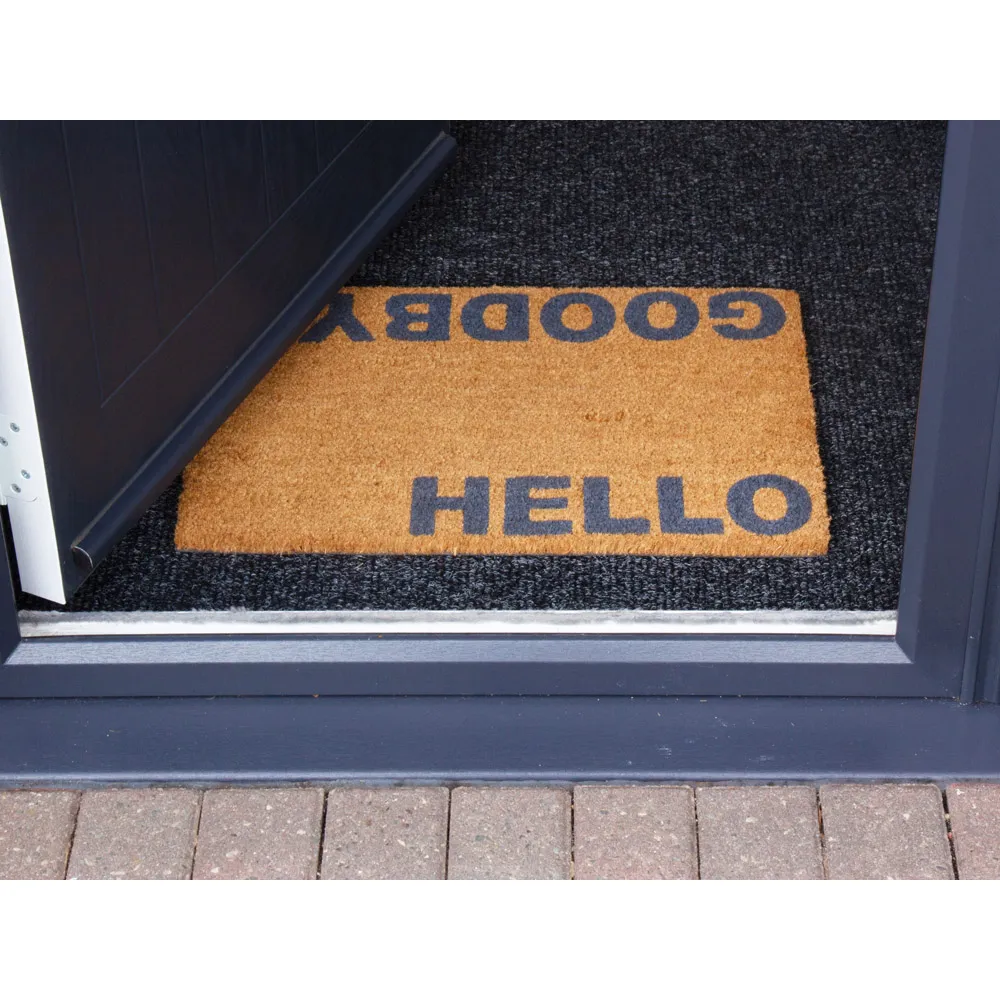 Astley Hello Goodbye Door Mat - Brown, Coir