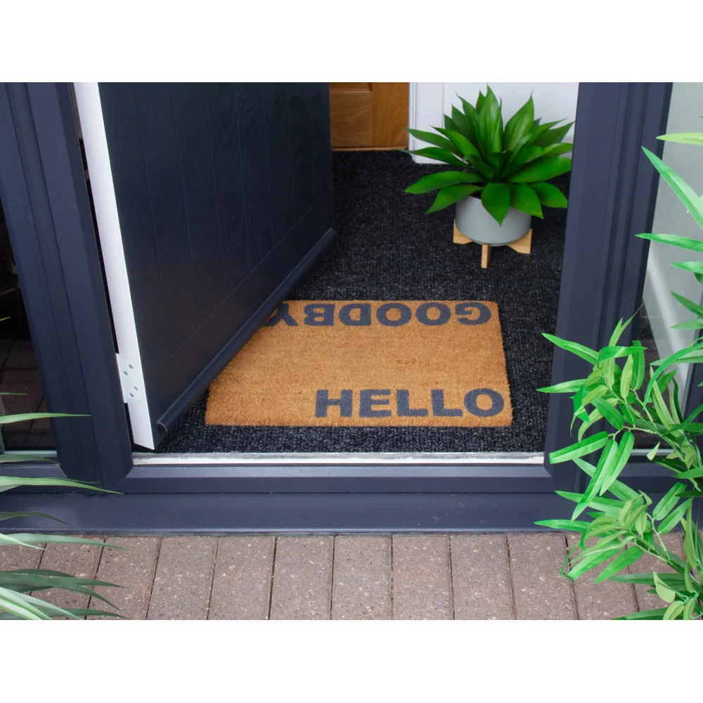 Astley Hello Goodbye Door Mat - Brown, Coir