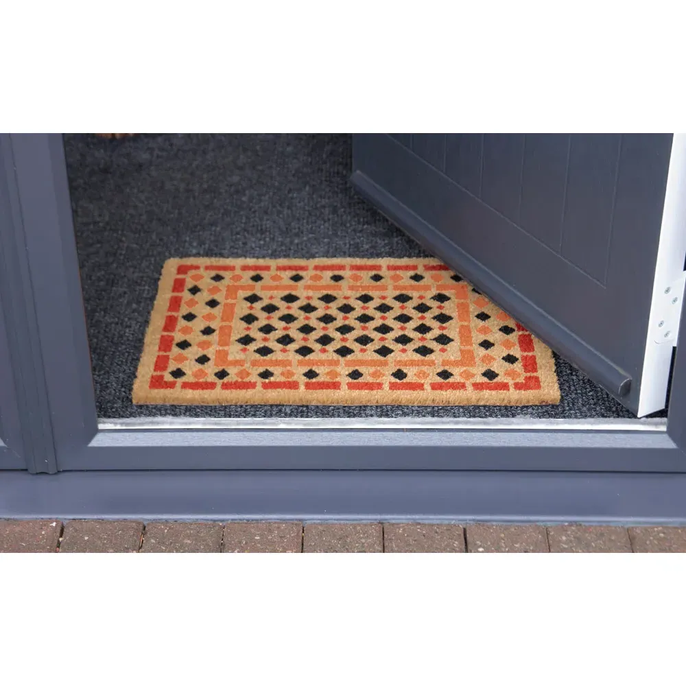Astley Mosaic Door Mat - Orange, Coir