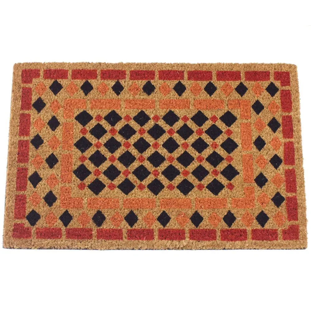 Astley Mosaic Door Mat - Orange, Coir